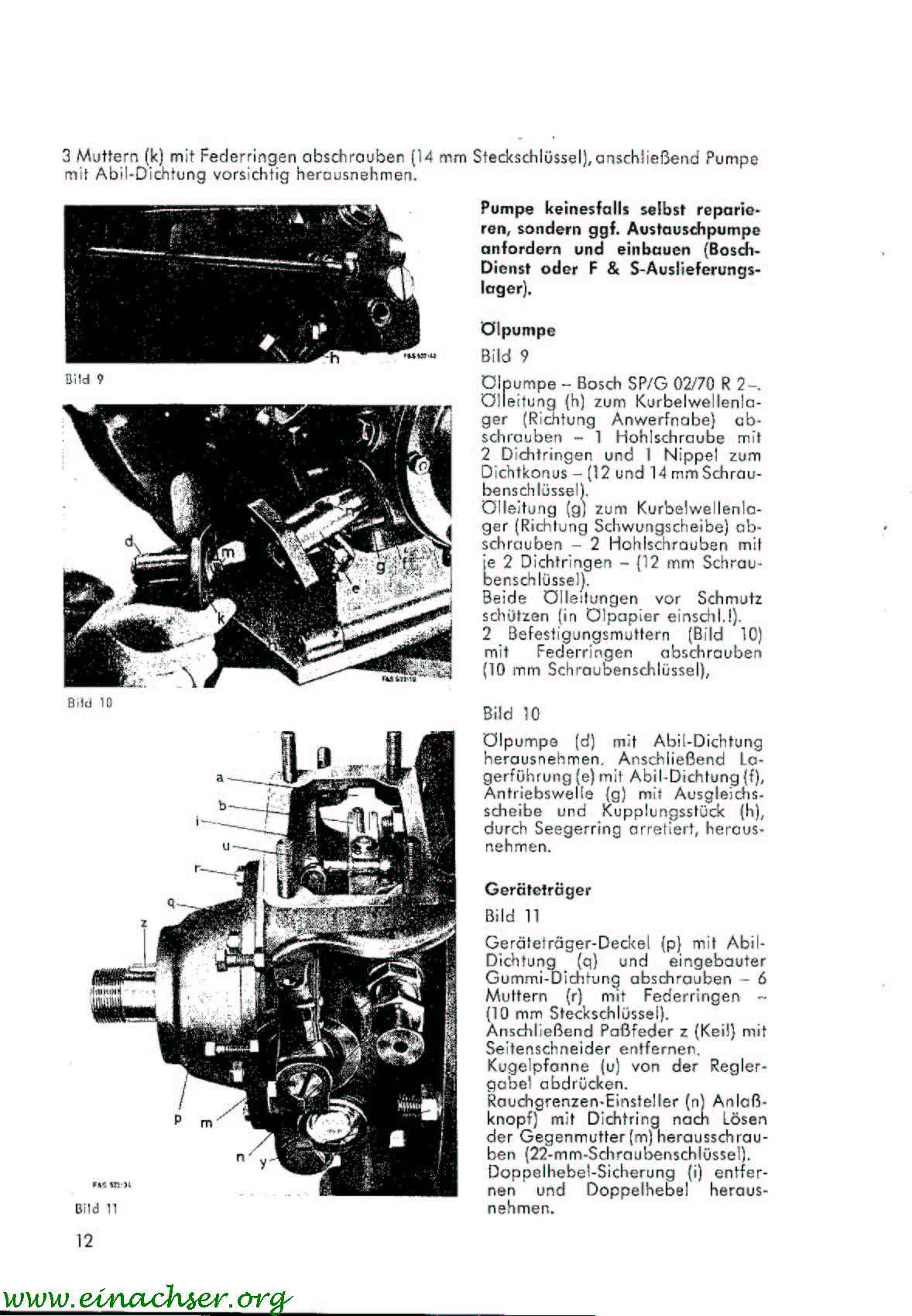 Sachs Diesel D 500 W ReperaturHandbuch Nr.522.8